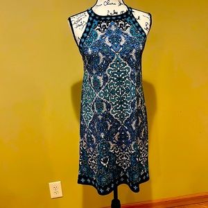 Max Studio Blue Teal White dress Medium